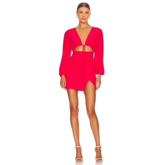 Superdown Selene Wrap Dress in Red, Size: XS - Picture 3 of 9